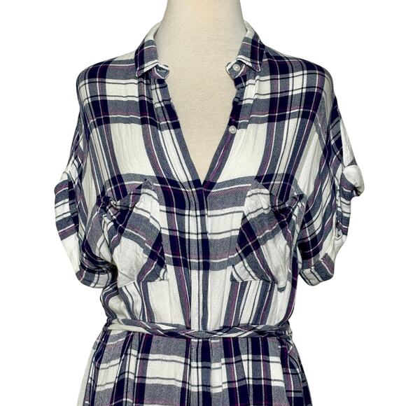 Rails Haley Orchid Plaid Button Down Dress SZ M - Picture 2 of 8